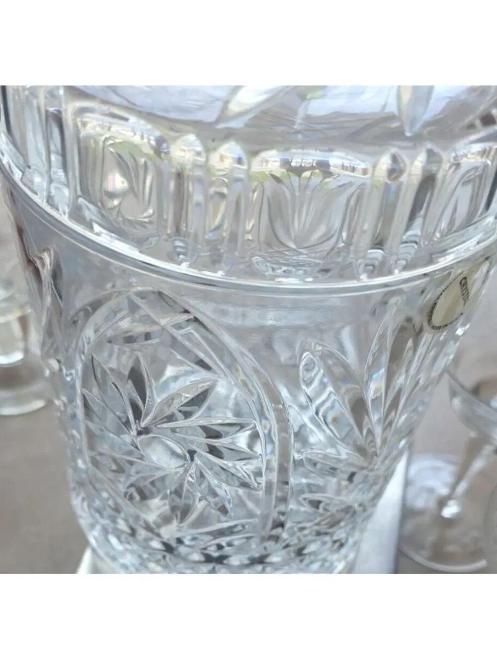 Vintage St George Lead Clear Crystal Barrel Cookie Jar & Lid